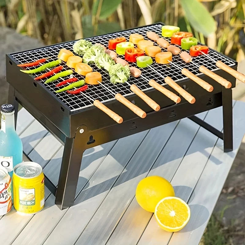10pcs Stainless Steel Barbecue Skewers with Wooden Handle 13 Inches O489