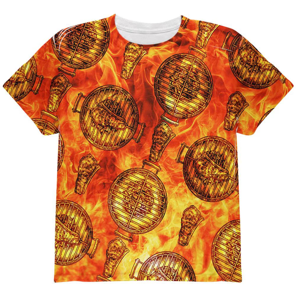 Charcoal Grilled Steak Pattern Youth T Shirt L532982