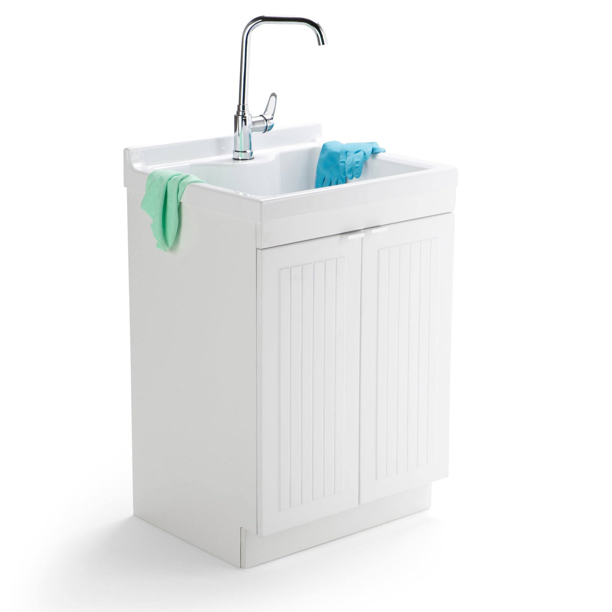 24 inch Laundry Cabinet with Faucet and ABS Sink (Pure White) X735010