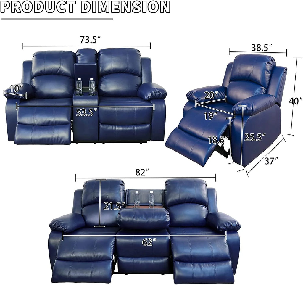2 Piece Manual Recliner Sofa Couch V724