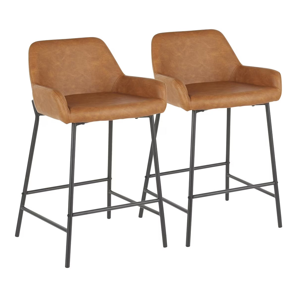 Set of 2 Faux Leather Counter Stools U37412