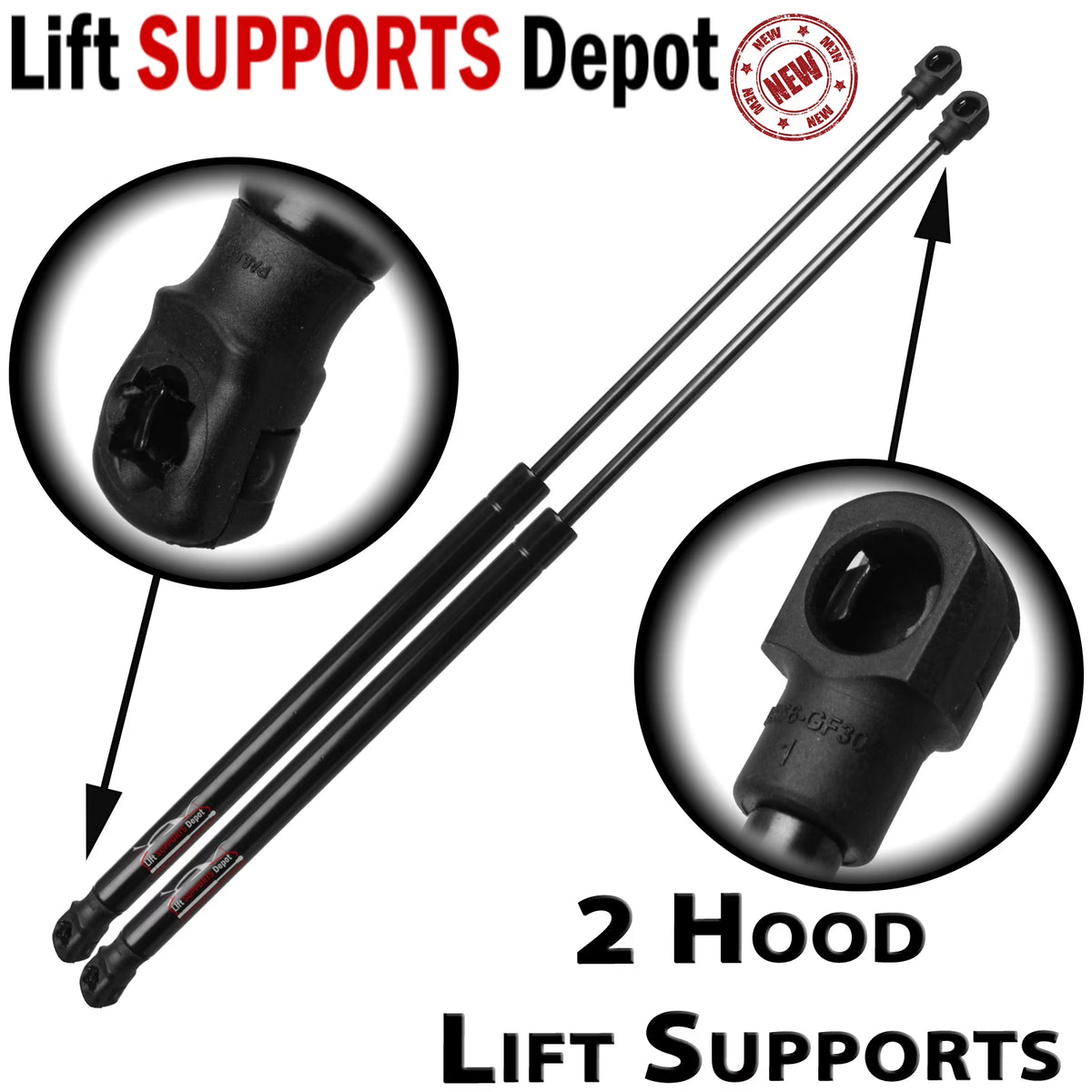 Qty 2 Hood Lift Supports Struts Gas Shock N4441