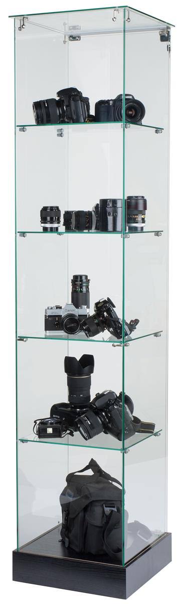 15x22 Glass Display Case with 4 Fixed-Height Shelves F804