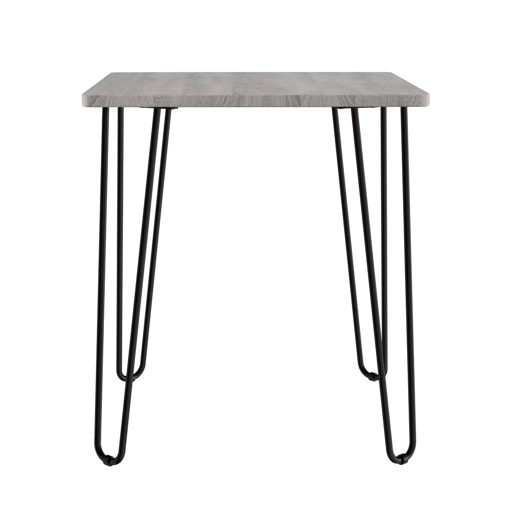 Modern End Table with Hairpin Legs and Woodgrain Finish Gray U218