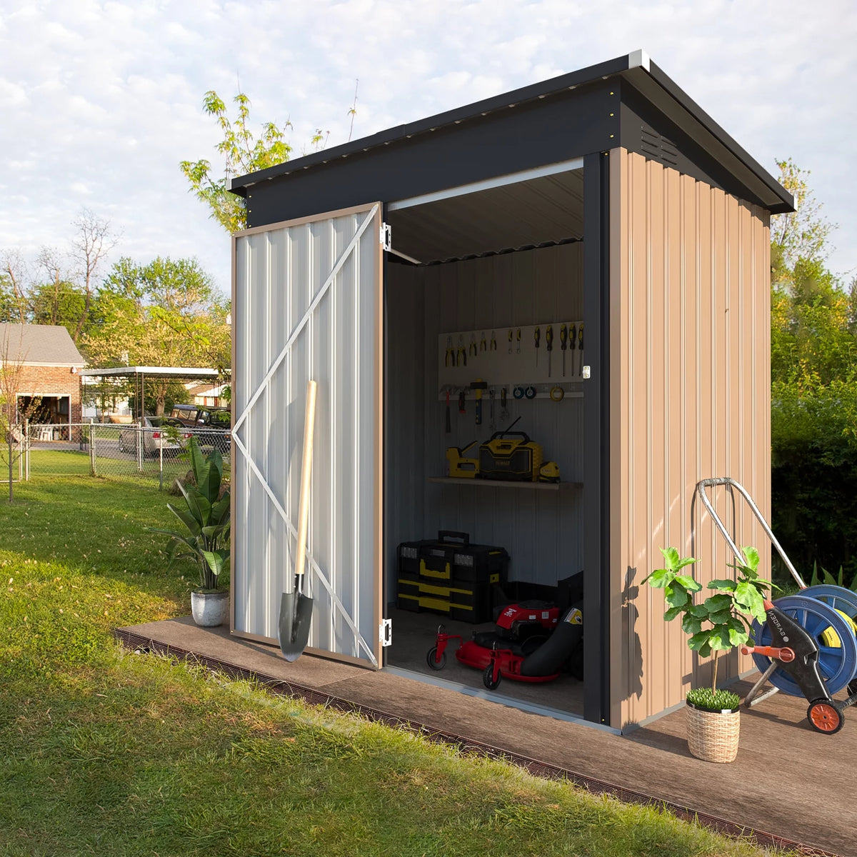 5 x 3 ft. Metal Steel Storage Shed with Sliding Roof & Lockable Door W9722