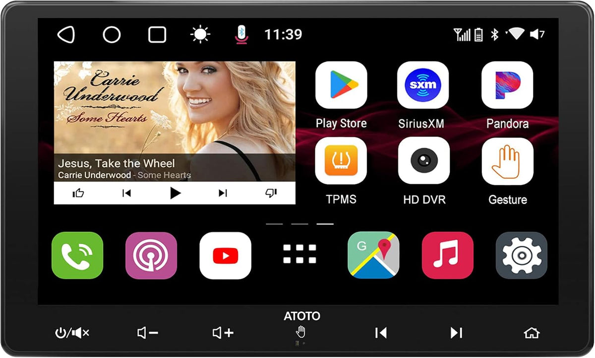 10 inch Double-DIN Android Car Stereo with Wireless CarPlay X6442