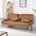 Brown Faux Leather Futon Sofa Bed S181869