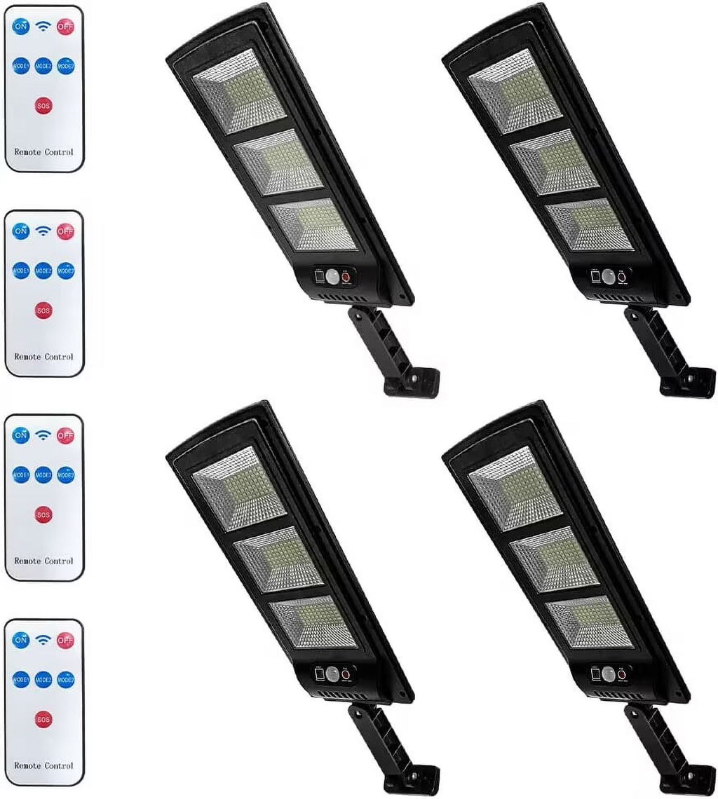 4 Pack Solar Street Lights Outdoor 180 LED Motion Sensor Flood Light with 3 Lighting Modes J21192