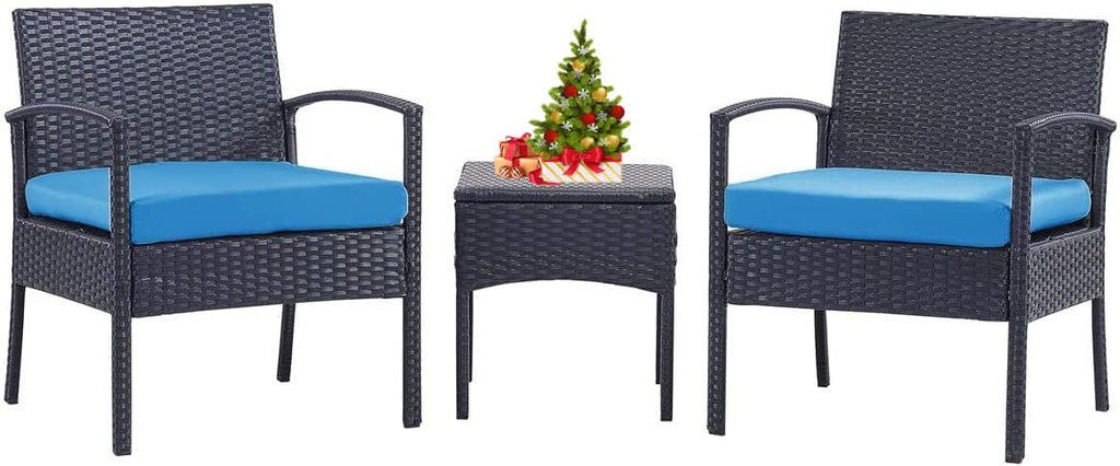 3 PCS Patio Bistro Set with Coffee Table and 2 Rattan Sofas K6257
