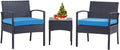 3 PCS Patio Bistro Set with Coffee Table and 2 Rattan Sofas K6257