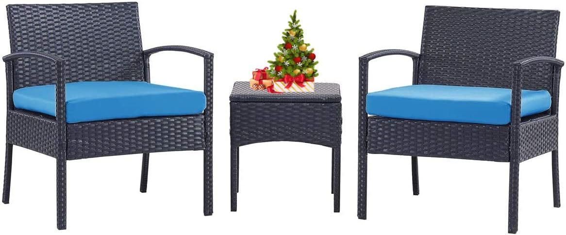3 PCS Patio Bistro Set with Coffee Table and 2 Rattan Sofas K6257