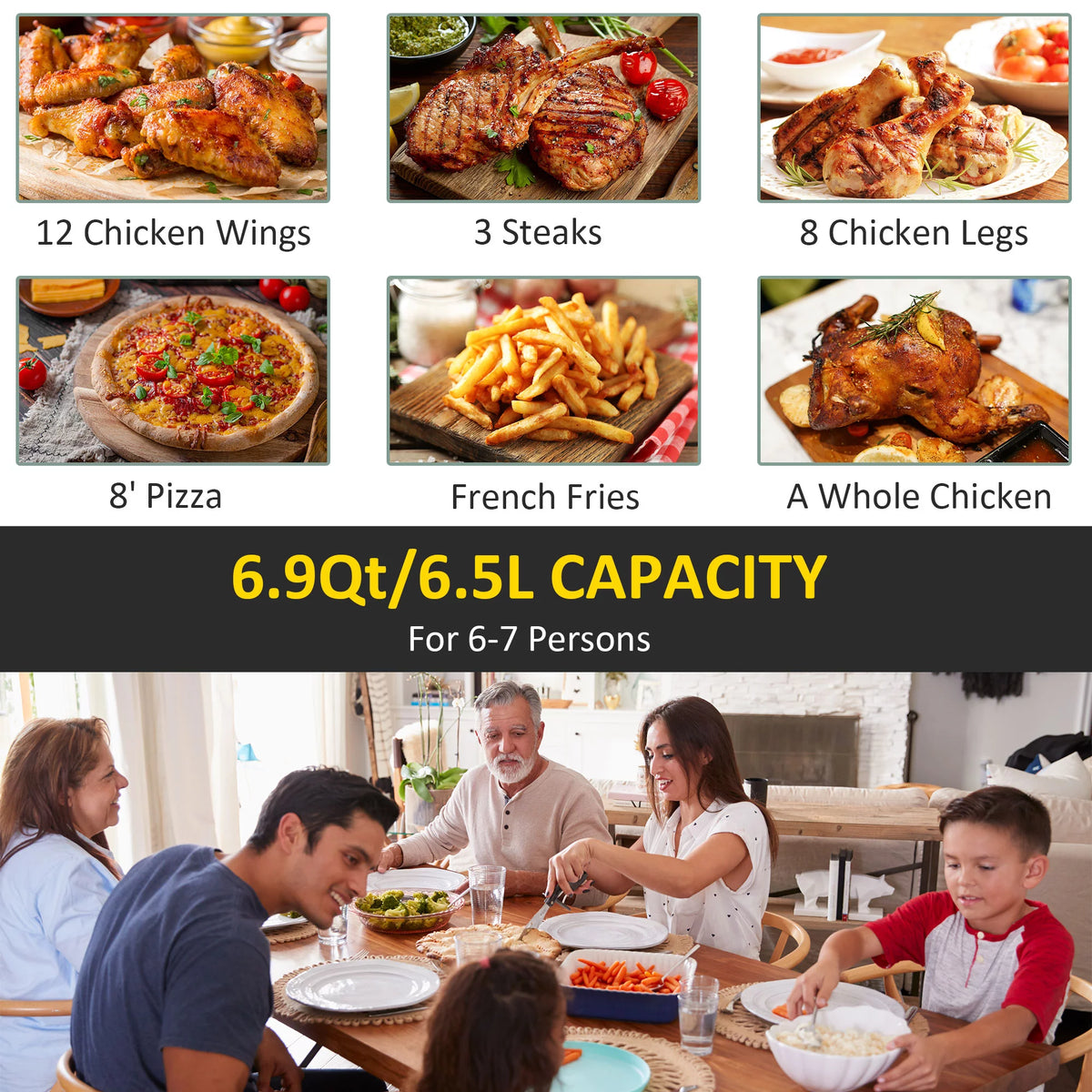Black 6.9 Quart Air Fryer with Nonstick Basket X443