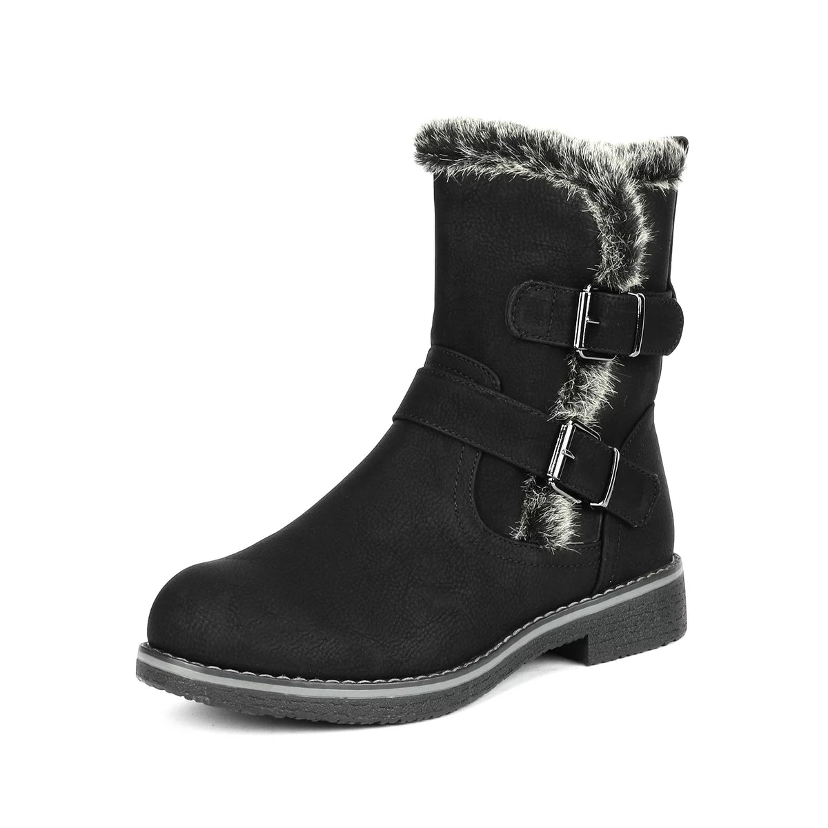 Black Mid Calf Winter Snow Boots J881