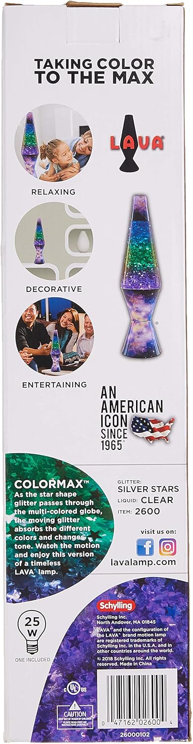 14.5-inch Silver Glitter Clear Liquid Tri-Colored Globe Decal Base Lava Lamp A2608