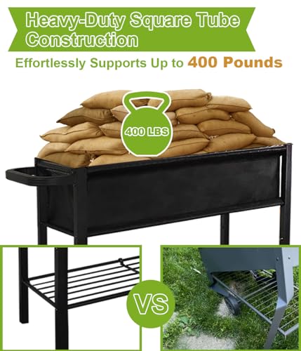 Black Raised Garden Bed with Legs on Wheels B18979