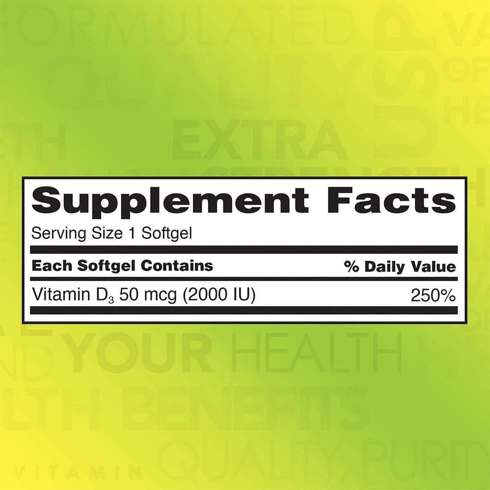 Extra Strength Vitamin D3 2000 IU 600 Softgels (Pack of 2) R611094