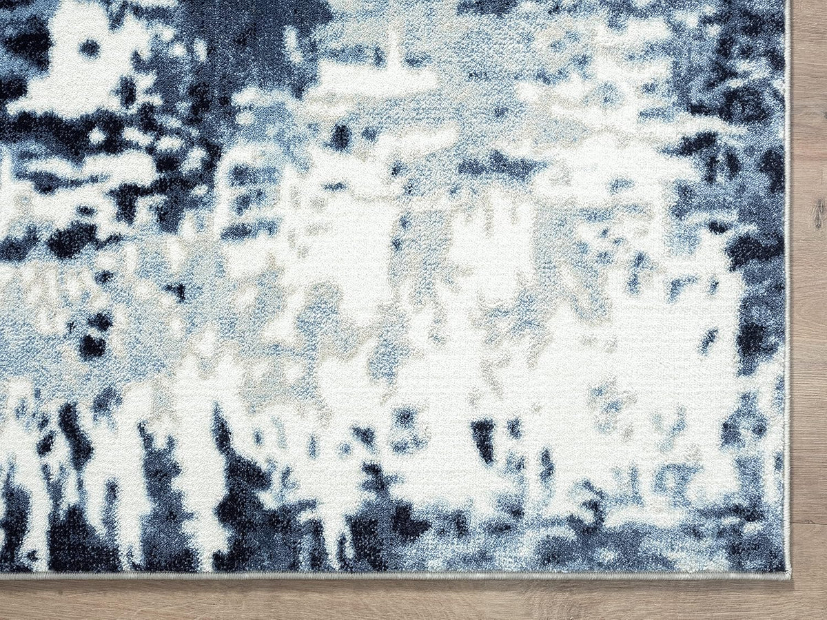 Blue White Grey Contemporary 5' 3" x 7' 6" Non-Shed Area Rug N576820