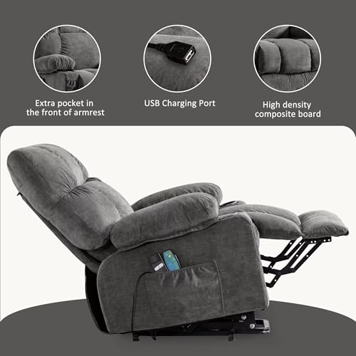 Gray Power Lift Recliner Chair with Heat and Massage Y477