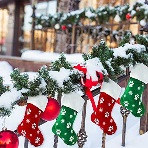 2pcs Large Christmas Stockings Dog Paw Print Snowflake Pattern X8080