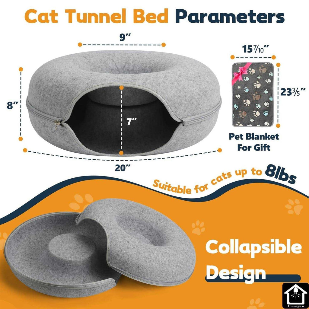Cat Tunnel Bed with Pet Blanket J47985