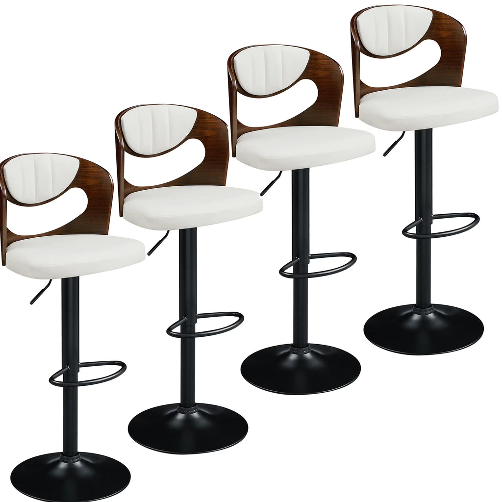 White Adjustable Swivel Bar Stools Set of 4 M65318