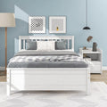 Twin Full Size Pine Wood Platform Bed with Headboard Nightstand and Footboard I7367