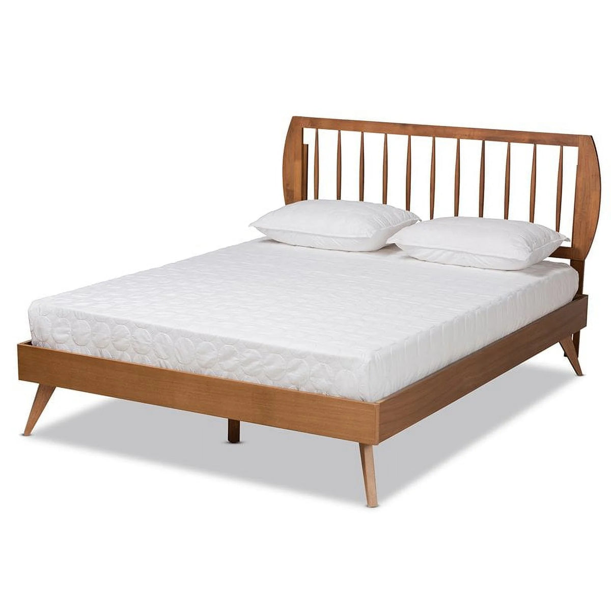 Walnut Brown Wood King Size Platform Bed P116678