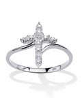 White Diamond Accent Cross Ring in 18k Gold-Plated or Platinum-Plated Sterling Silver M514574