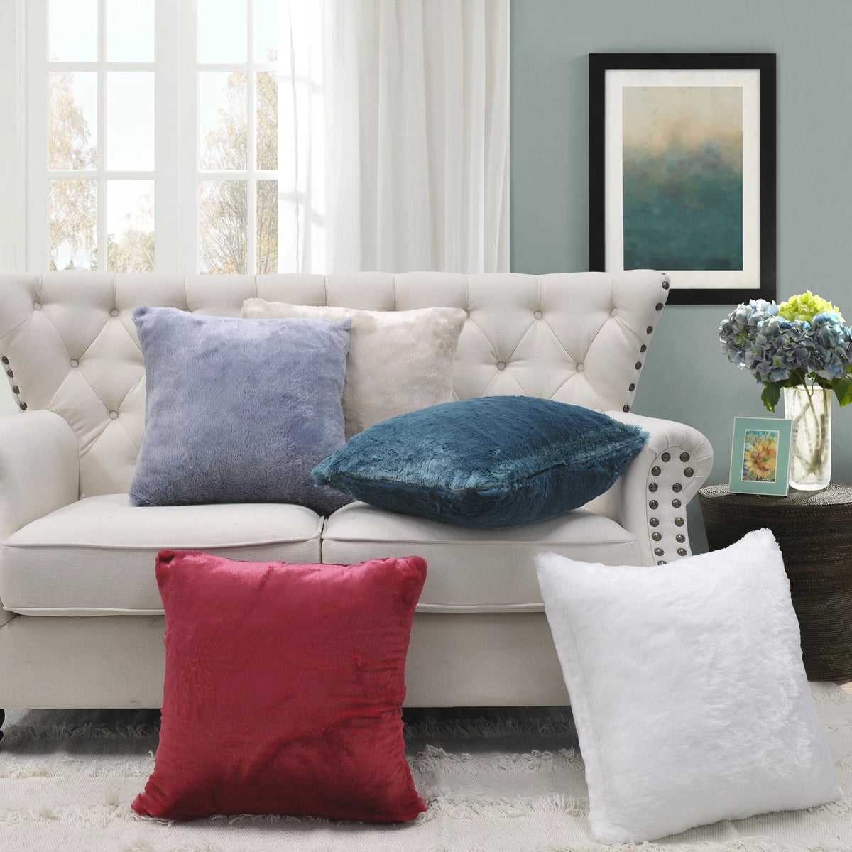 Faux Fur Throw Pillow Cover 4 Piece Set Z46412