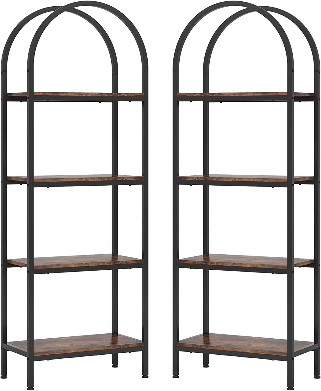4-Tier Wood Bookshelf Set of 2 with Metal Frame X42312