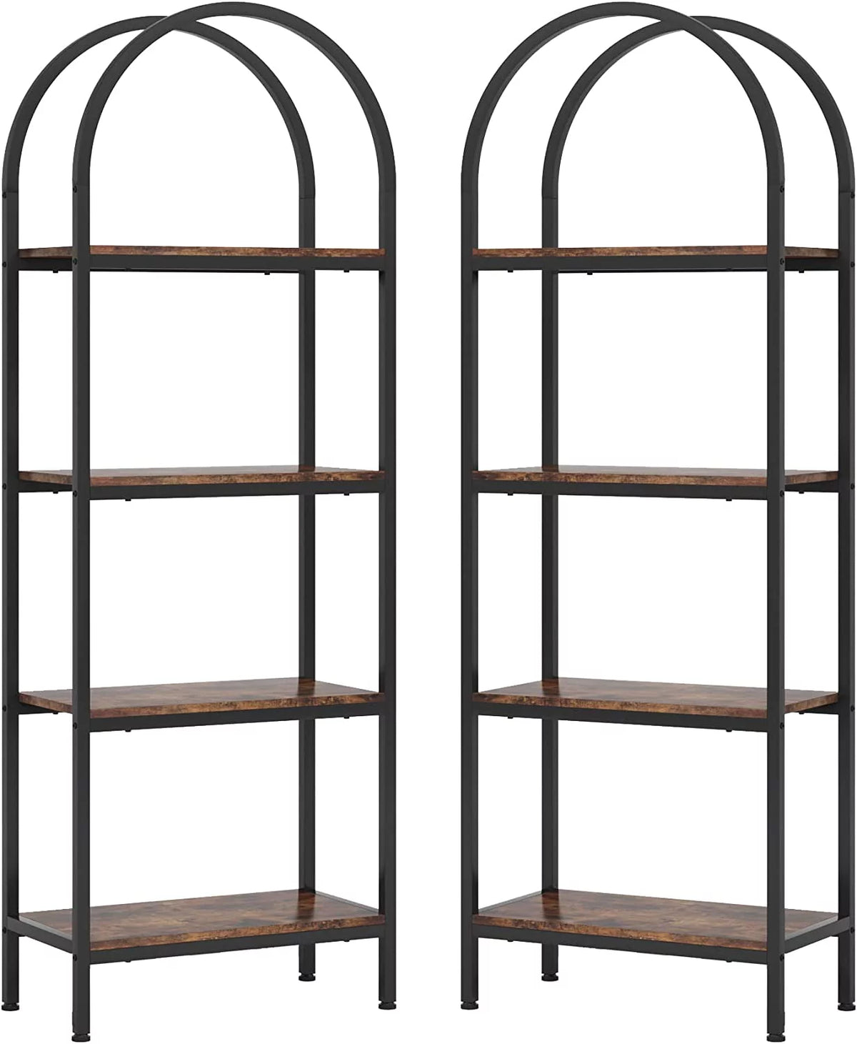 4-Tier Wood Bookshelf Set of 2 with Metal Frame X42312