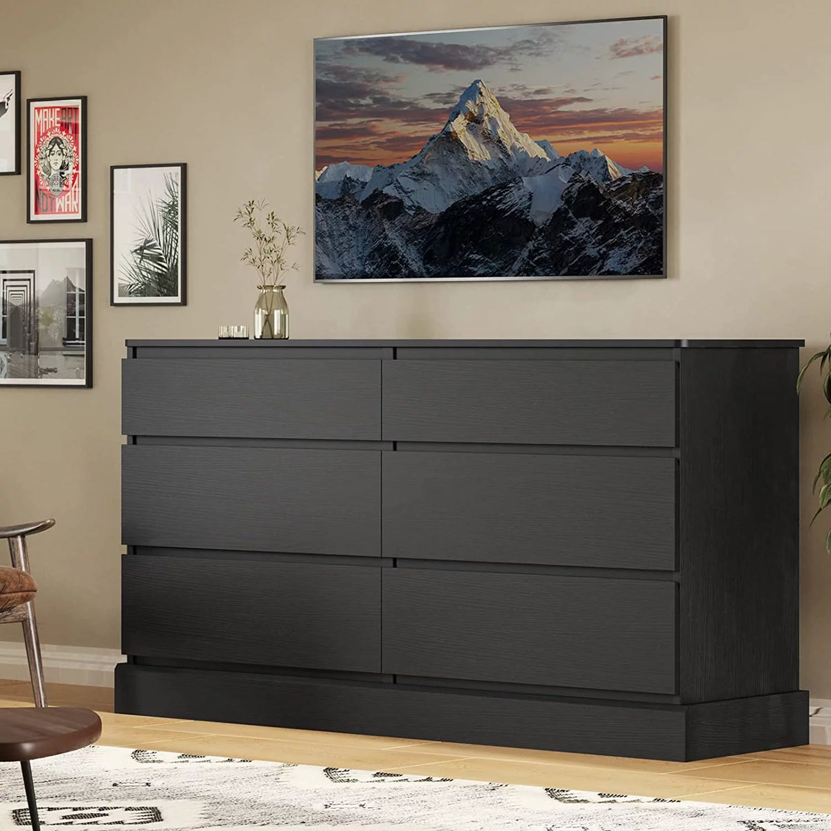 Black 6 Drawer Double Dresser L739531