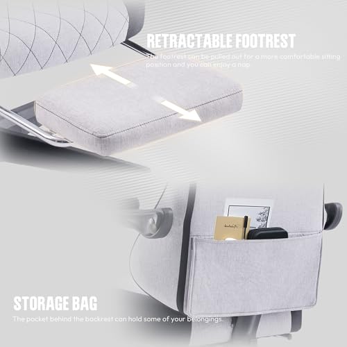 Beige Fabric Ergonomic Gaming Chair with Footrest Q130