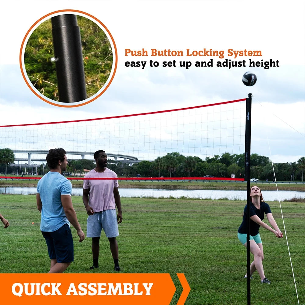 32-ft Outdoor Volleyball Net with Adjustable Steel Poles and Ball P93940