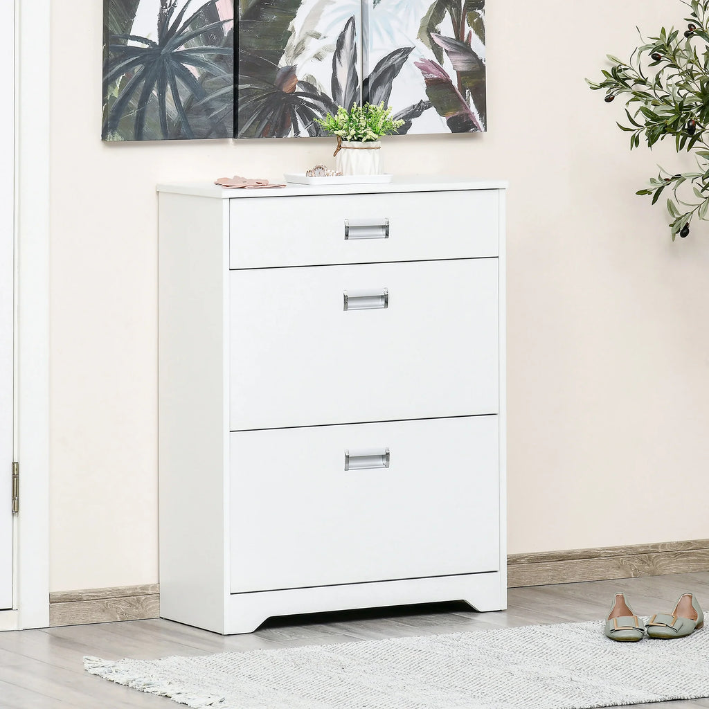White 3-Drawer Shoe Cabinet with 2 Flip Doors T768798
