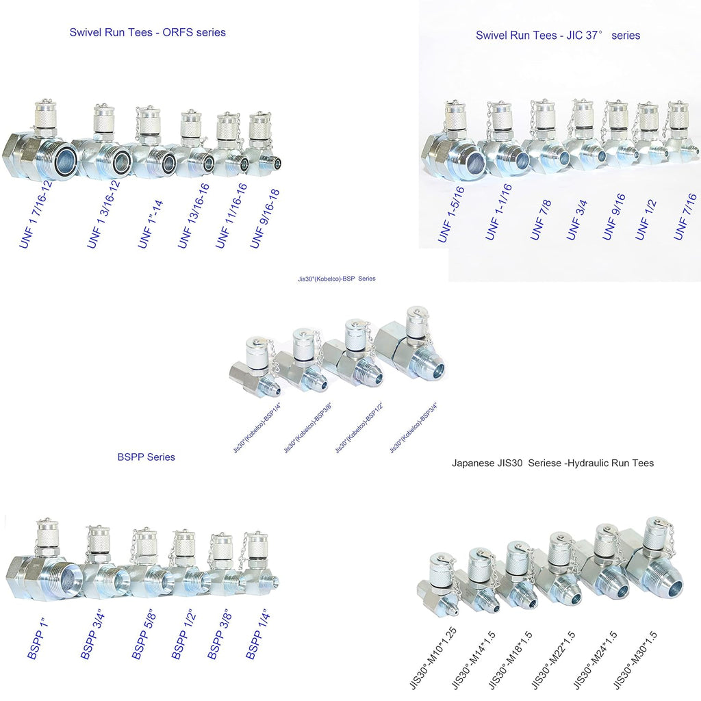 Hydraulic Pressure Test Coupling Kit, Pressure Gauges Set, Test Hose, BSPP ORFS JIC Hydraulic Swivel Run Tees Set Repair Tools U597207