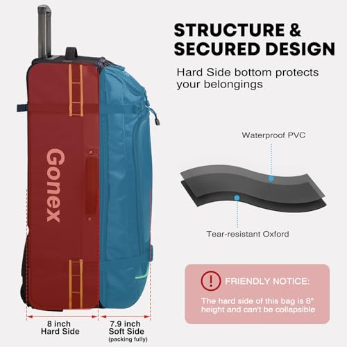 100L Water Repellent Rolling Duffle Bag with Wheels C7259