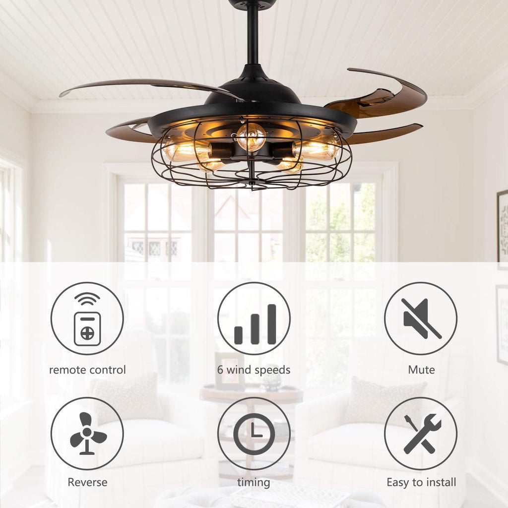 Black Reverse Ceiling Fan with Remote H340