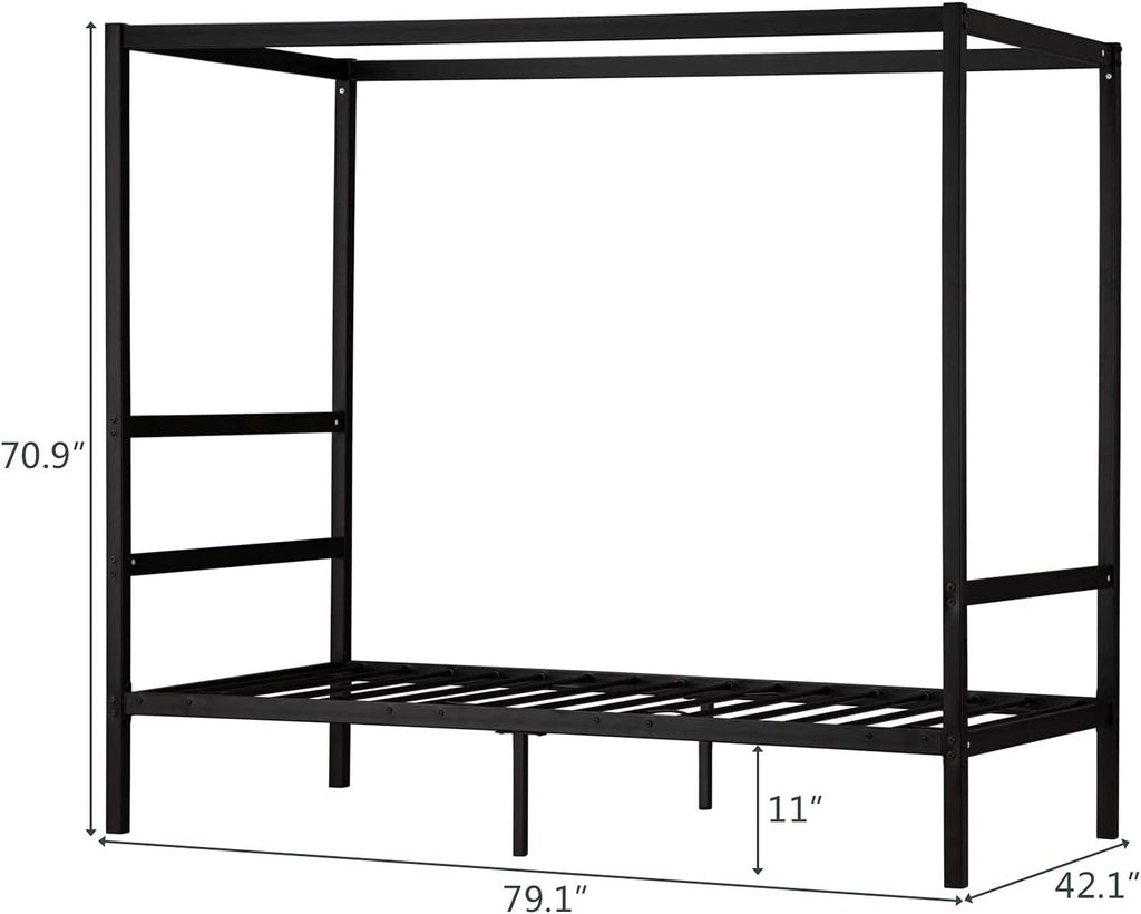Black Twin Size Canopy Bed Frame Y8331
