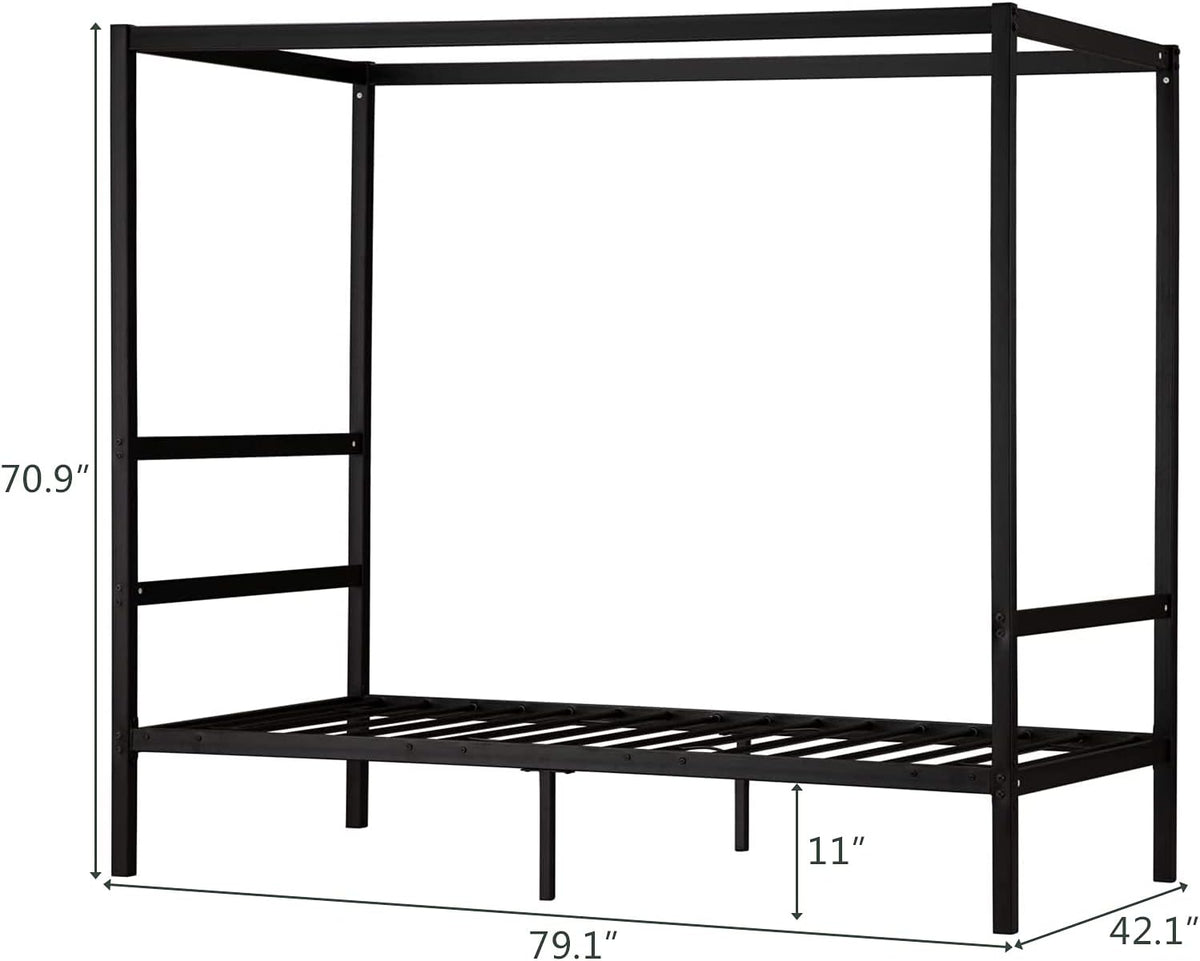 Black Twin Size Canopy Bed Frame Y8331