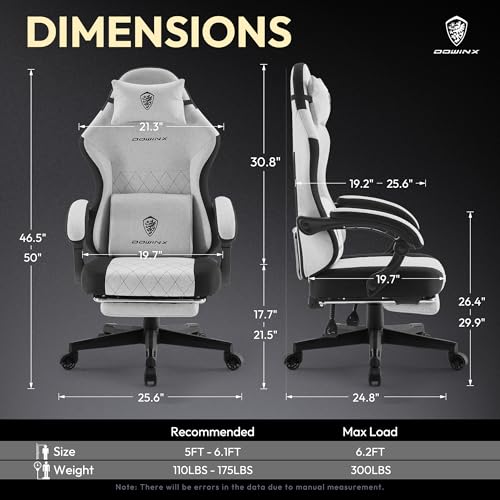 Beige Fabric Ergonomic Gaming Chair with Footrest Q130