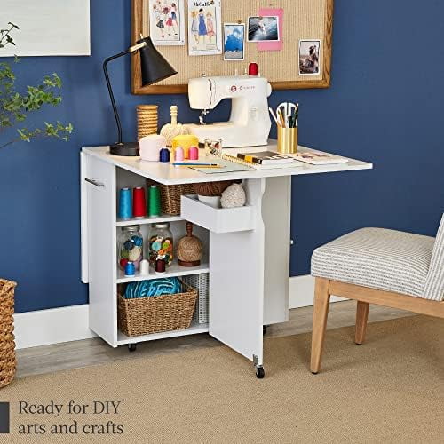 Folding Dining Table with Wheels 3 Shelves Brown P2680
