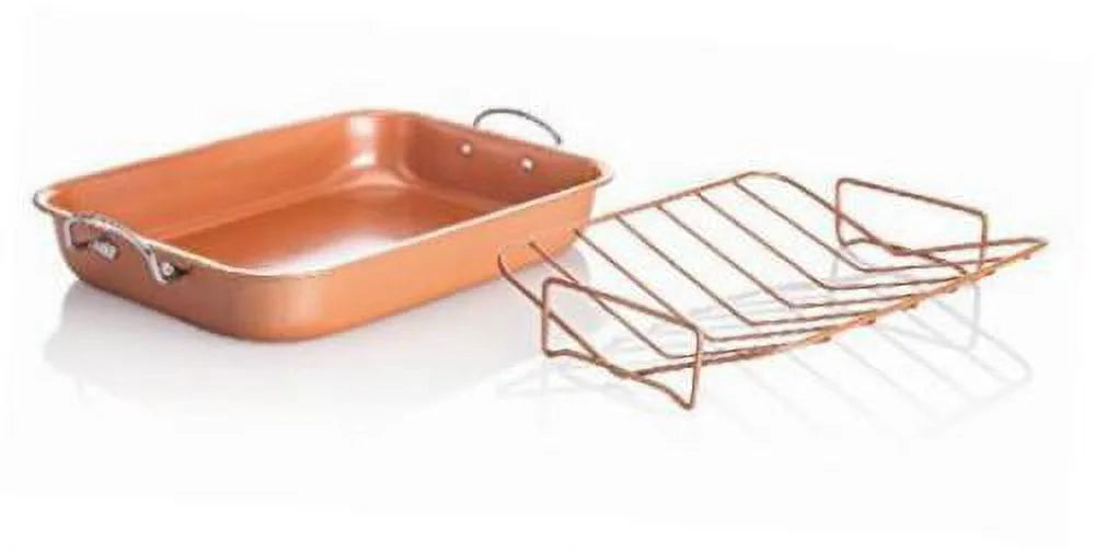 Nonstick Copper Roasting Pan with Rack P204