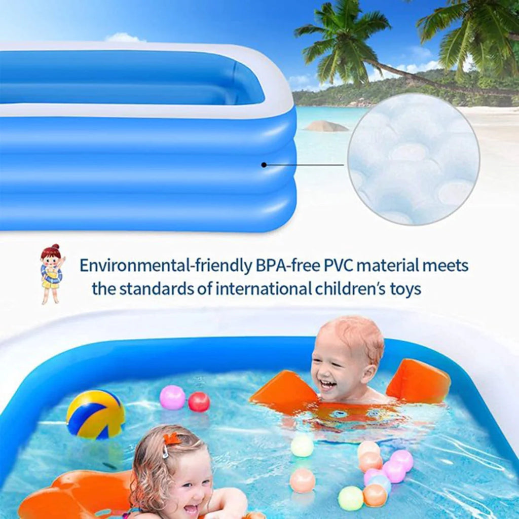 Inflatable Kiddie Pool 71 x 51 x 24 Rectangle Swimming Pool L957957
