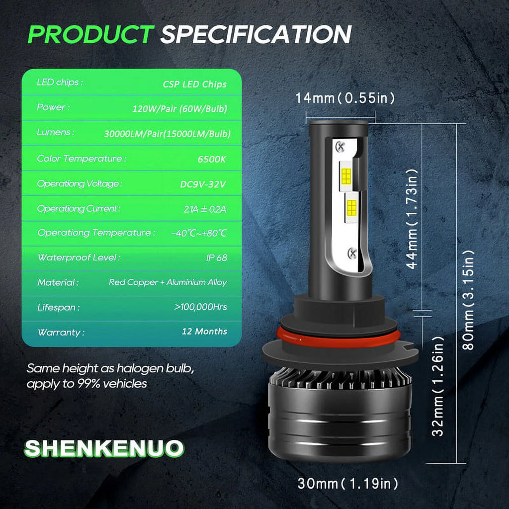 9007 HB5 LED Headlight Bulbs 2pcs S301