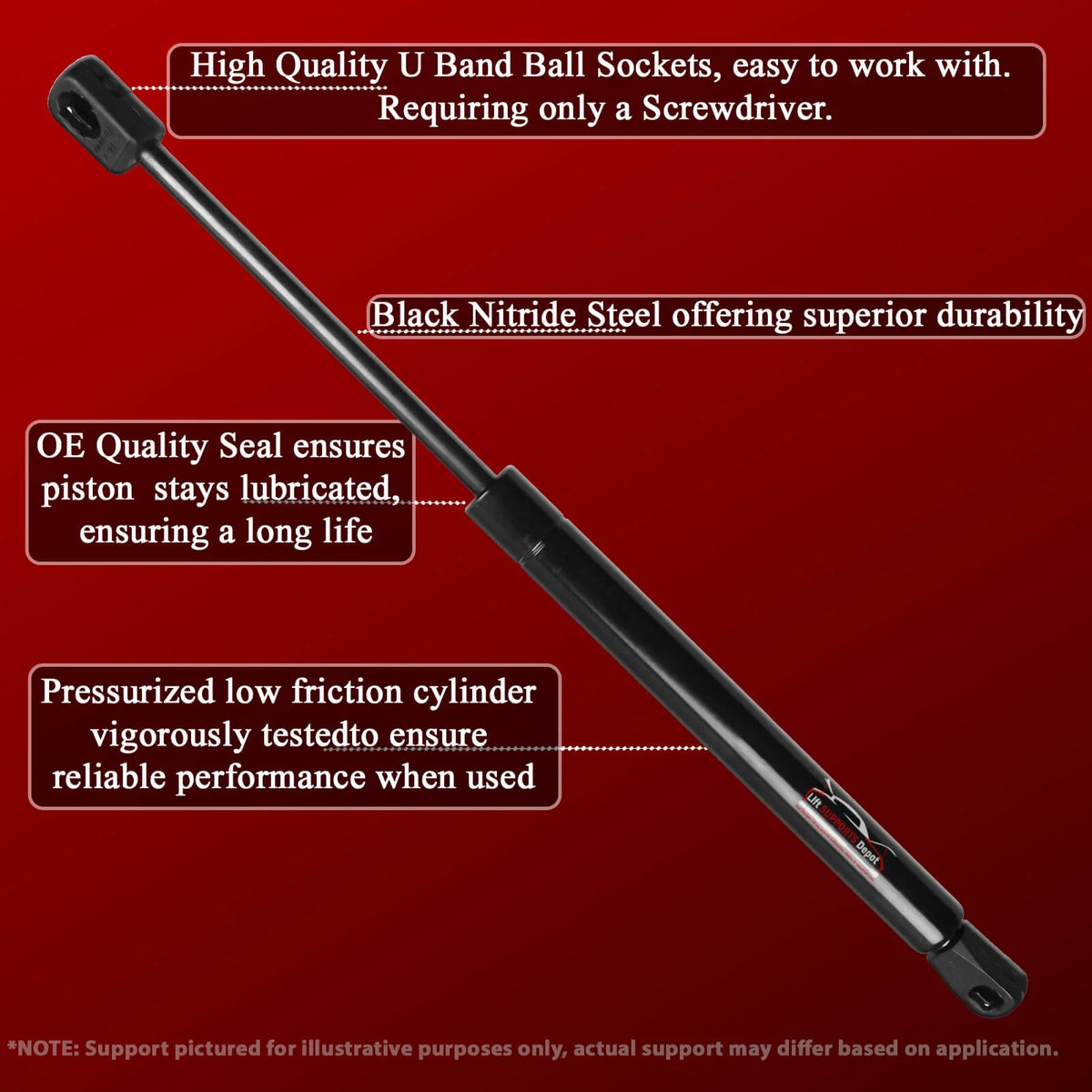 Qty 2 Hood Lift Supports Struts Gas Shock N4441