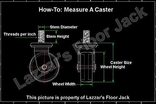 Floor Jack Casters Black 2 Pcs with Lock Washers Hex Nuts E663