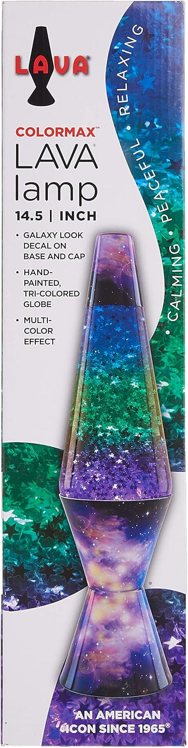 14.5-inch Silver Glitter Clear Liquid Tri-Colored Globe Decal Base Lava Lamp A2608