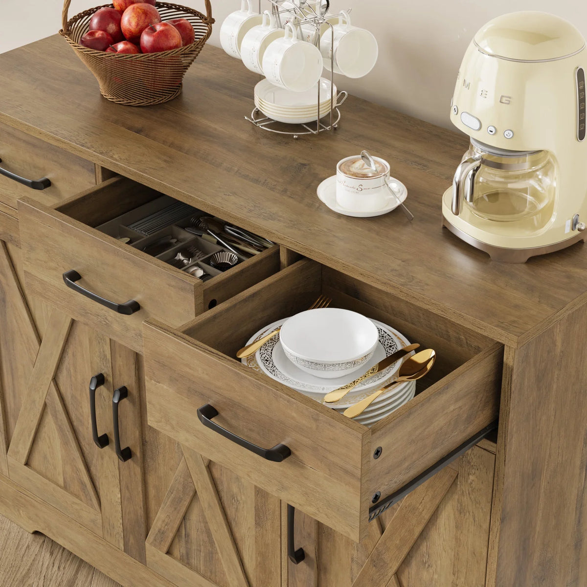 42.5’’ 3 Drawer Rustic Brown Storage Cabinet E1559