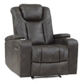 Brownish Gray Faux Leather Power Reclining Chair O982826